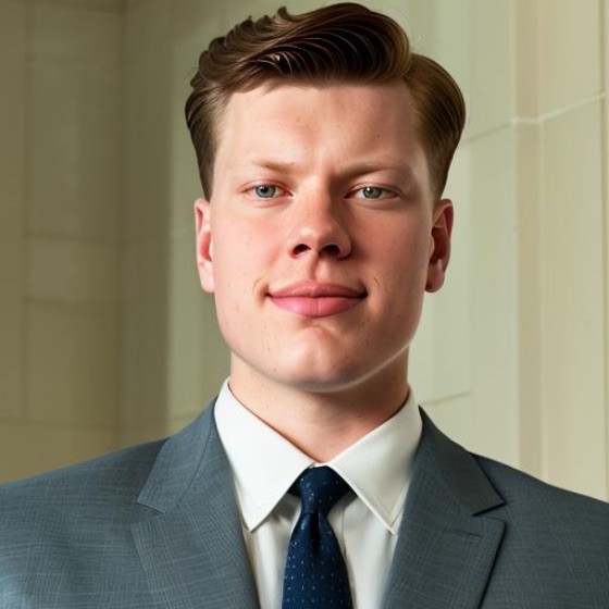 A young man in a gray suit and blue tie stands in front of a neutral-colored wall. He has short, neatly styled hair and is looking into the camera with a slight smile. The image background features subtle architectural lines, hinting at his professional role in Columbus, GA's life insurance industry.